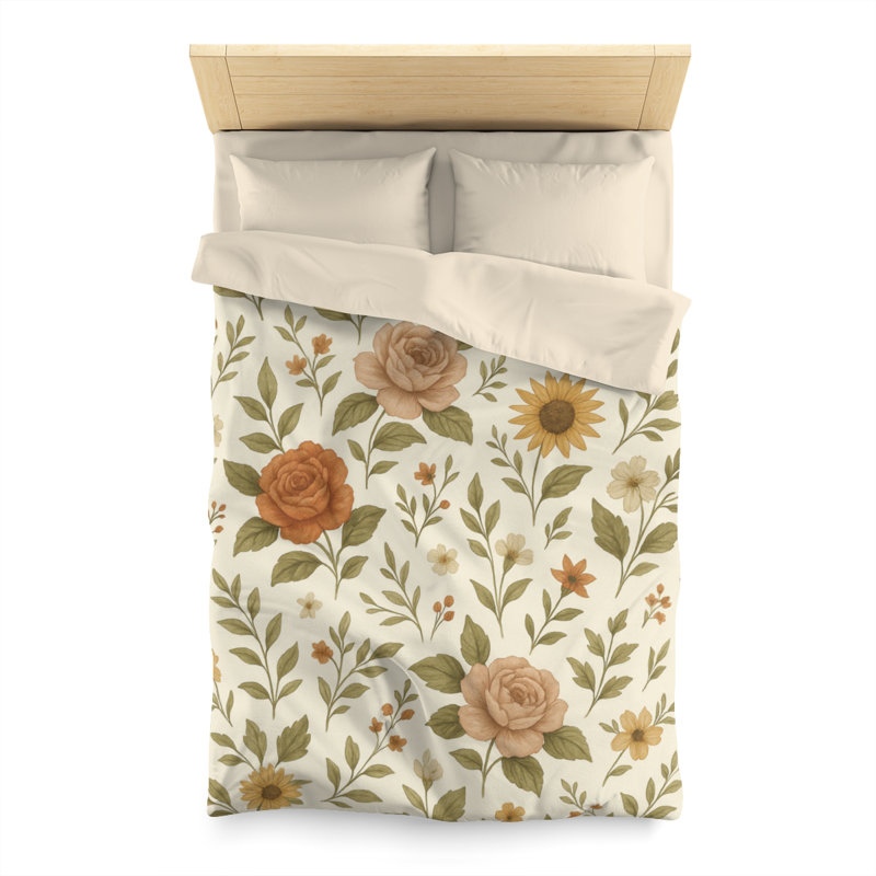 Microfiber Duvet Cover Boho Style, Design 61, Cream, Twin Duvet Cover