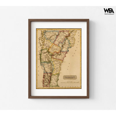 Vermont 1817 par cartes anciennes, décor historique de maison des États-Unis, affiche de l'histoire des États-Unis, vieille carte du Vermont, décoration murale Vermont, bibliothèque scolaire