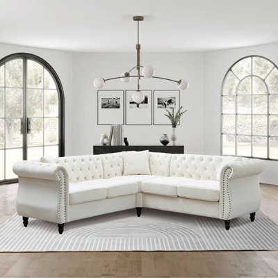 Jeiny Velvet L-Shaped Sectional Symmetrical