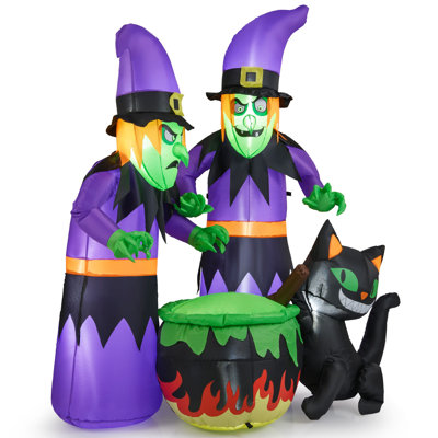  Sorcière gonflable d'Halloween 6 pi avec 2 chats et un chaudron gonflables 6 pi