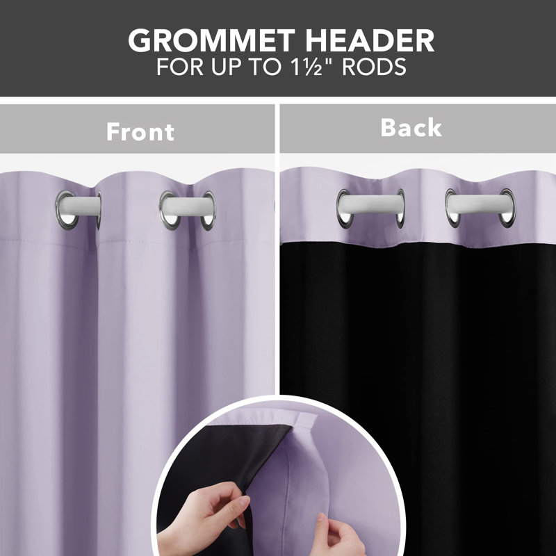 Lavender Faux Silk Blackout Grommet Curtain Panels, 52" x 45"