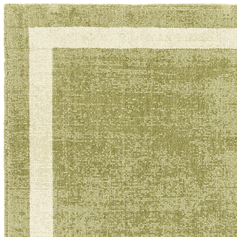 Anyi Bordered Hand Loomed Green Rug, Rectangle 120 x 170cm