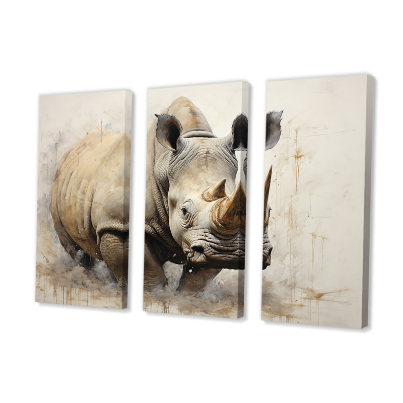 Mighty Strong Rhinoceros - Ensemble de décoration murale Rhinocéros, H 40 po x l 60 po