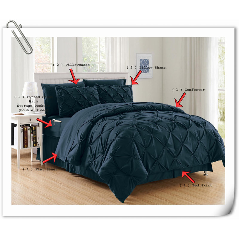 Ensemble de courtepointe en microfibre / polyester Quilts, Courtepointe très grand + 7 pièces supplémentai, Bleu marine