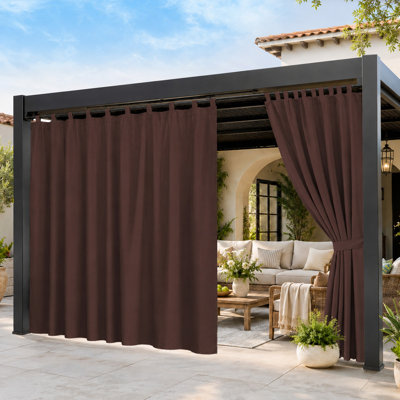 Extra Wide 100 Inch Outdoor Room Darkening Curtain Panel, Waterproof Tab Top Thermal Insulated Privacy Curtain for Patio, Pergola, Porch and Gazebo