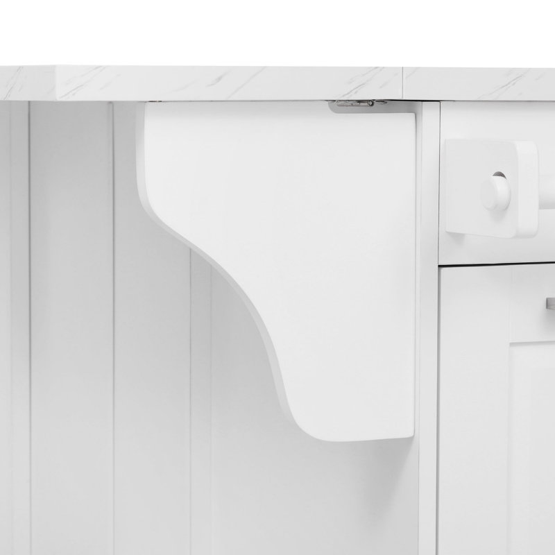 50.7" Kitchen Island With Storage Tilt Trash Can Cabinet And Pull Out Cabinet Organizer, Rolling Kitchen Island On 5 Wheels With Drop Leaf, 2 Drawers, 1Door For Kitchen, Dining Room, 