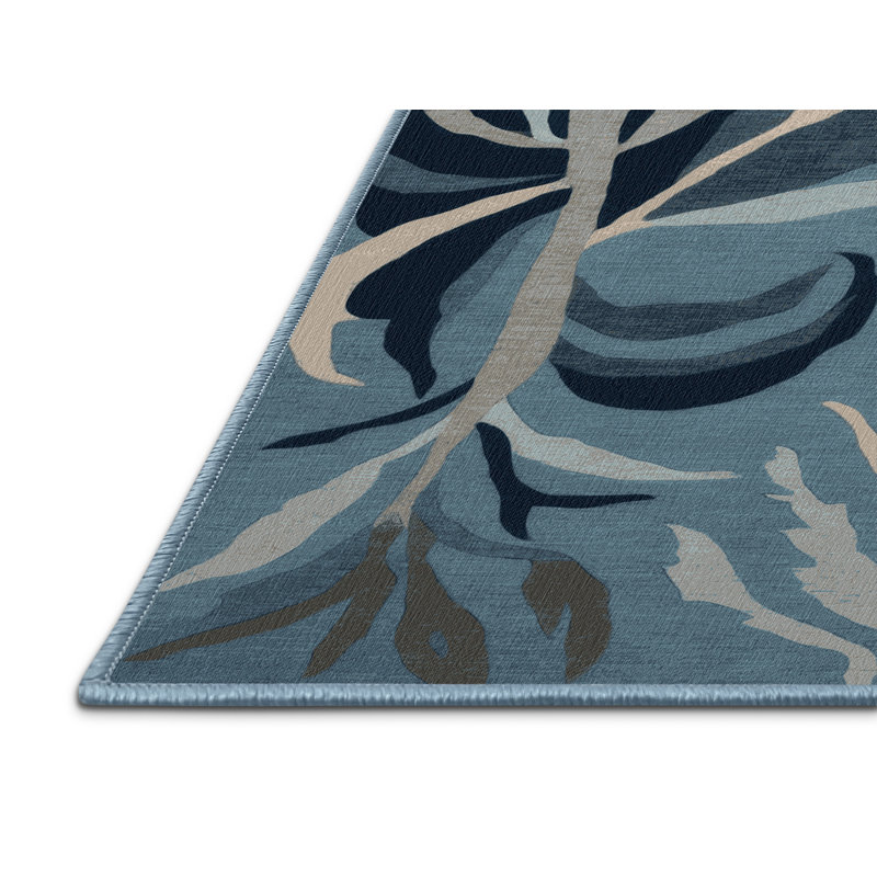 Tapis bleu lavable à la machine, Rectangle 6 pi x 9 pi