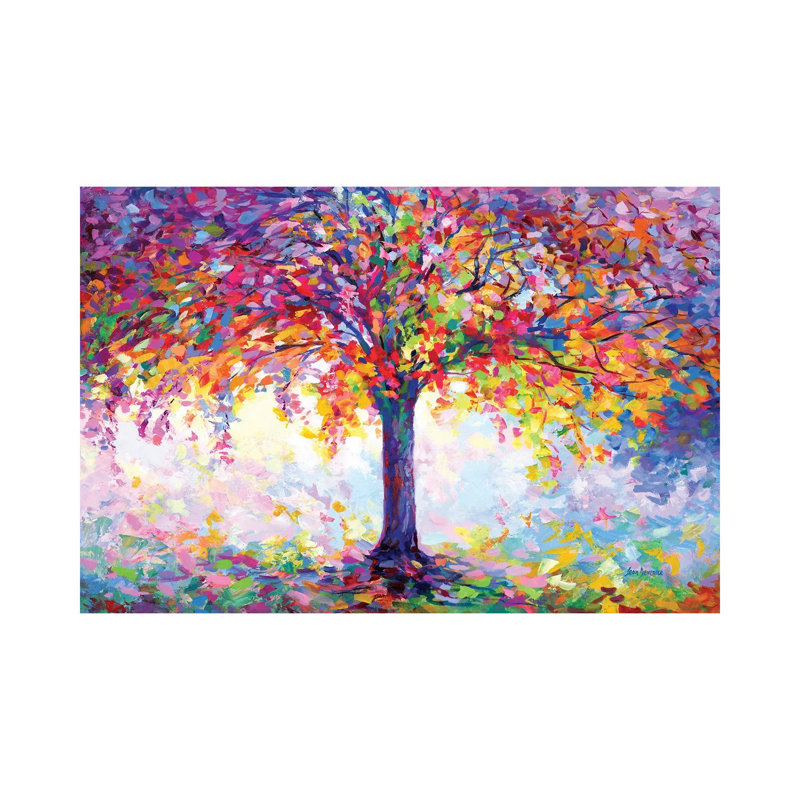 " Tree Of Happiness " by Leon Devenice, Wrapped Canvas, 40" H x 60" W, No Frame