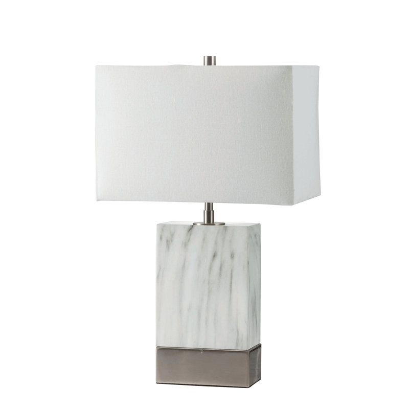 Hauser Metal USB Table Lamp, Silver/White