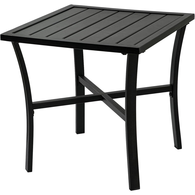 Table de bout d'extérieur en acier pour terrasse, cour, piscine, compagnon d'intérieur, facile d'entretien et résistante aux intempéries, noir