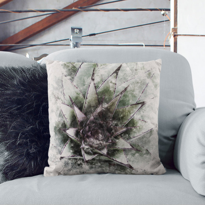 The Succulent Plant Scatter Cushion, 55cm H x 55cm W x 20cm D, Black