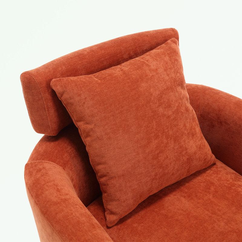 Fauteuil demi-tonneau pivotant en chenille, Orange