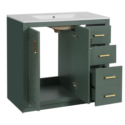 Meuble-lavabo de salle de bain avec lavabo en céramique