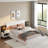Wooden Floating Platform Bed With Led Lights And Built-in Nightstands-2113322786-2113322785