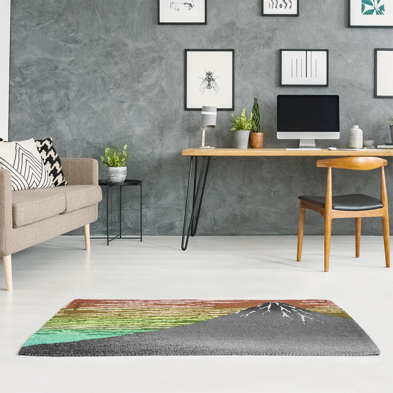 Tapis fine vent clair/vert/vert/gris, Rectangle 2 pi x 3 pi