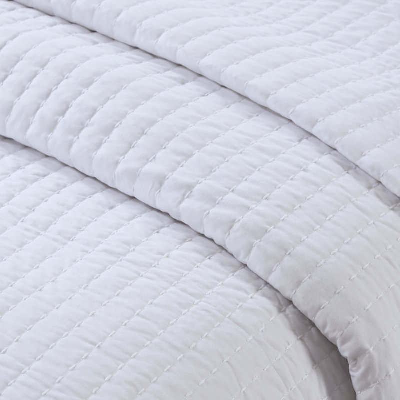Courtepointe très grand / très grand 3 pièces - réversible blanc avec bourre de coton hypnotisante en microfibre