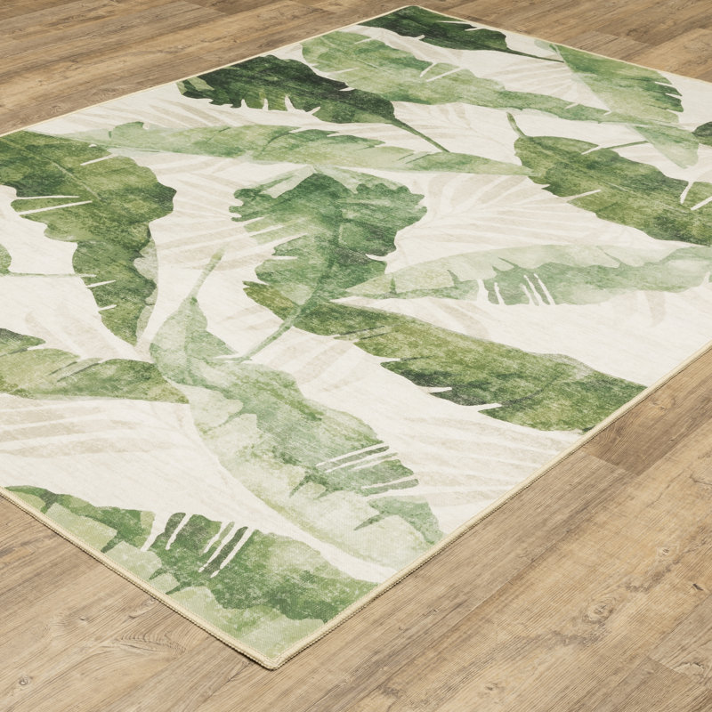 Desdemona Washable Floral Indoor / Outdoor Rug, Rectangle 5' x 7'