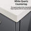 Meuble-lavabo pour salle de bain gris foncé 24 po L 22 po x P, comptoir, robinet et miroir en quartz blanc