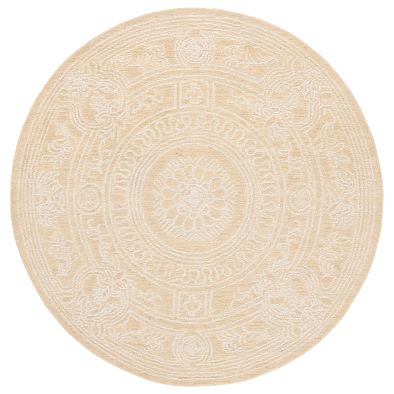 Tapis oriental en laine et coton touffeté à la main Plarent, Rond 6 pi