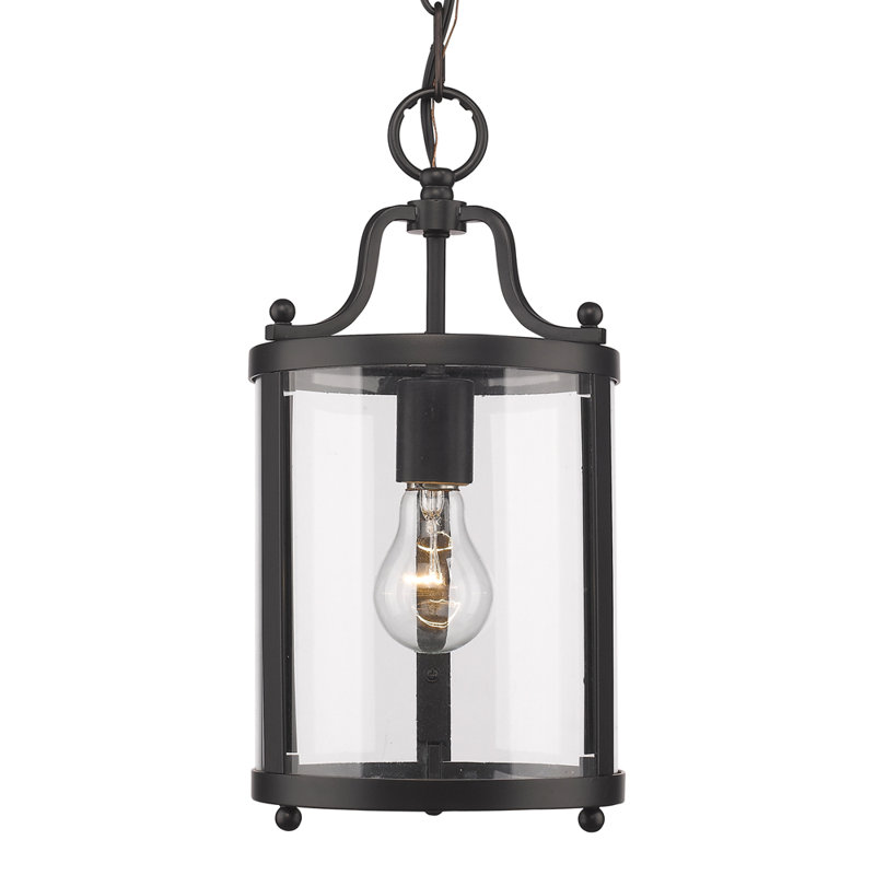 Luminaire suspendu lanterne à 1 lumière Aarav, Noir mat