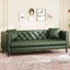 Canapé de 81 po en cuir, canapé Chesterfield à assise profonde capitonné à 3 boutons fait à la main