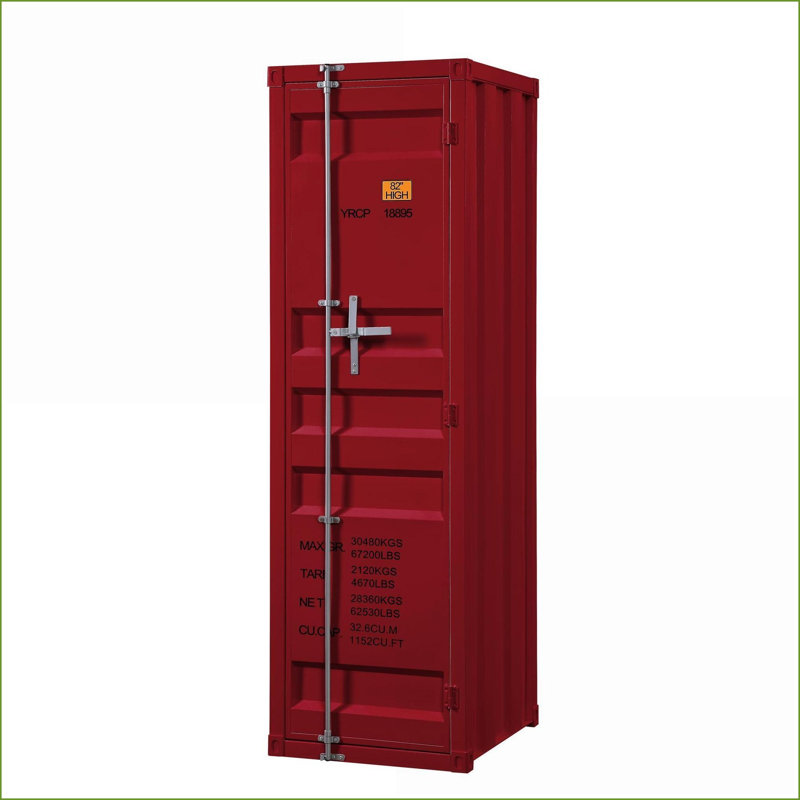 Commodes et amp; Garde-robes, garde-robe industrielle en métal avec tringle et amp; Rangement, rouge | Métal, Rouge
