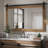 Keira-Mai Barn Door Bathroom Mirror, Black Wood Frame Wall Mounted Vanity Mirror with Metal Hanging Rod, Farmhouse Industrial Rectangle Wall Mirror for Bathroom-1208983963-1208983962