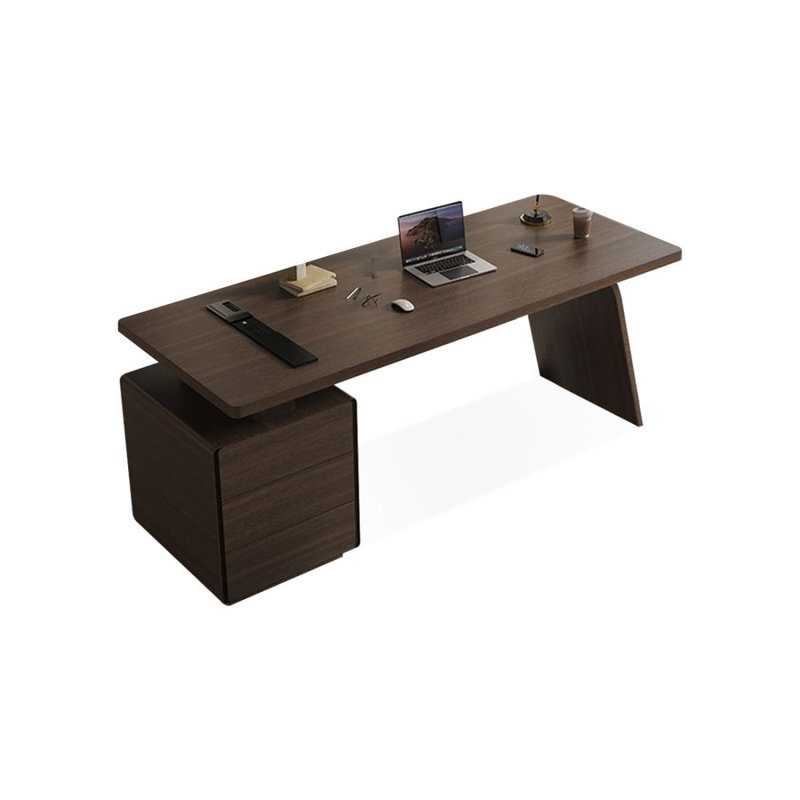 Bureau rectangulaire à 3 tiroirs Smoky Wood, Retour à gauche, H 29,53 po x l 62,99 po x P 27,56 po