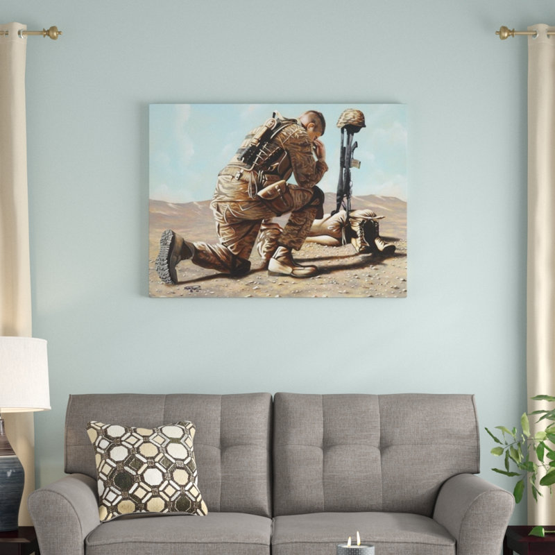 « soldats cross », impression sur toile, H 18 po x l 24 po x P 1,5 po, Toile tendue