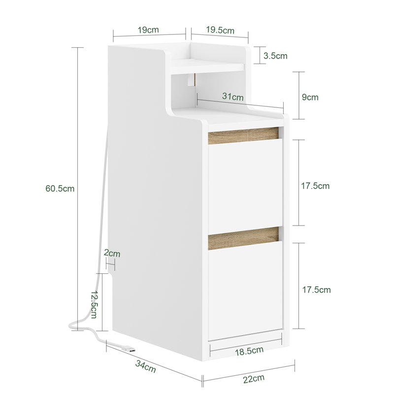 22cm W Bedside Table
