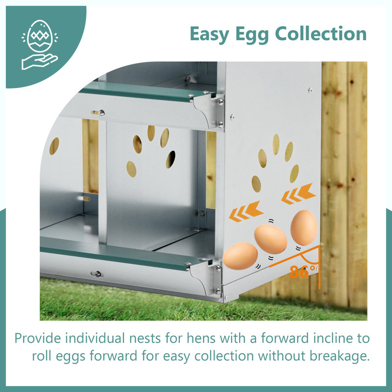 Boîte de nidification à 8 compartiments pour poules pondeuses, poulailler en métal, fixation murale pour poulets, poules et poulailler