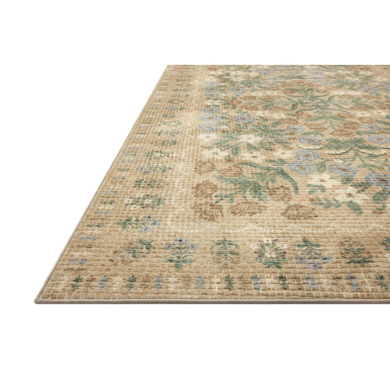 Rifle Paper Company x Loloi Orchard Sand / Multi Machine Washable Area Rug, Rectangle 3'6" x 5'6",  Sand/Multicolor 
