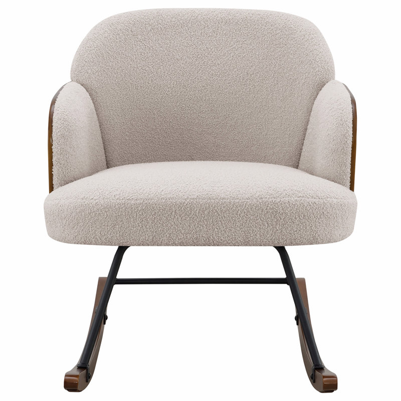 Chaise berçante rembourrée à dossier moyen Boucle, Beige