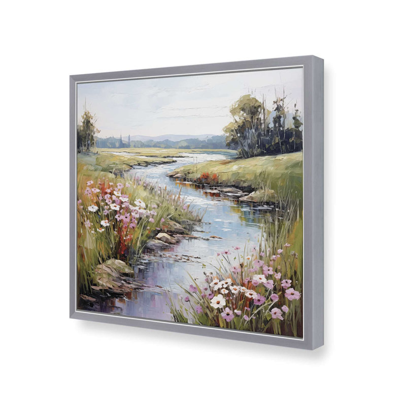 «Strem Bend» par Heidi Kuntz, reproduction d'art, L 20 po x H 20 po, Argent, Impression encadrée