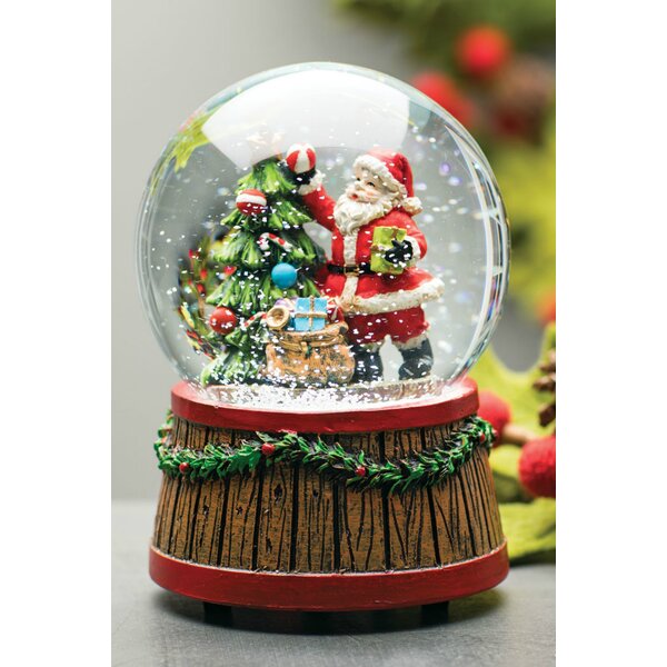 Christmas Musical Snow Globe Lantern, 10.82 inch Battery Operated Spinning Water Glitter Lighted Snow Globe Christmas (Santa Claus and Sleigh) The Hol