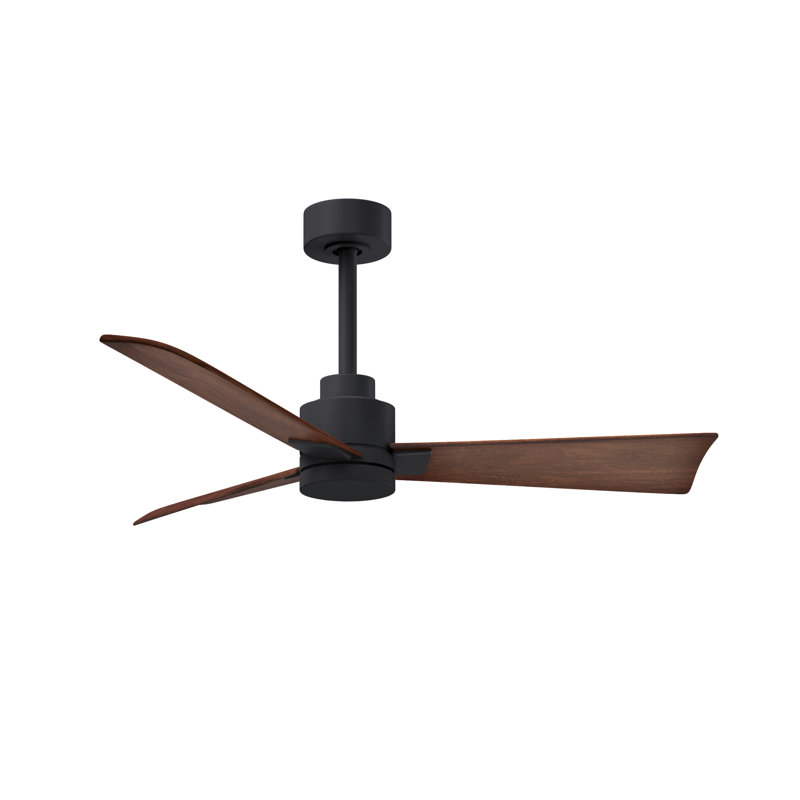 Alessandra Outdoor Downrod Ceiling Fan, Matte Black, Walnut