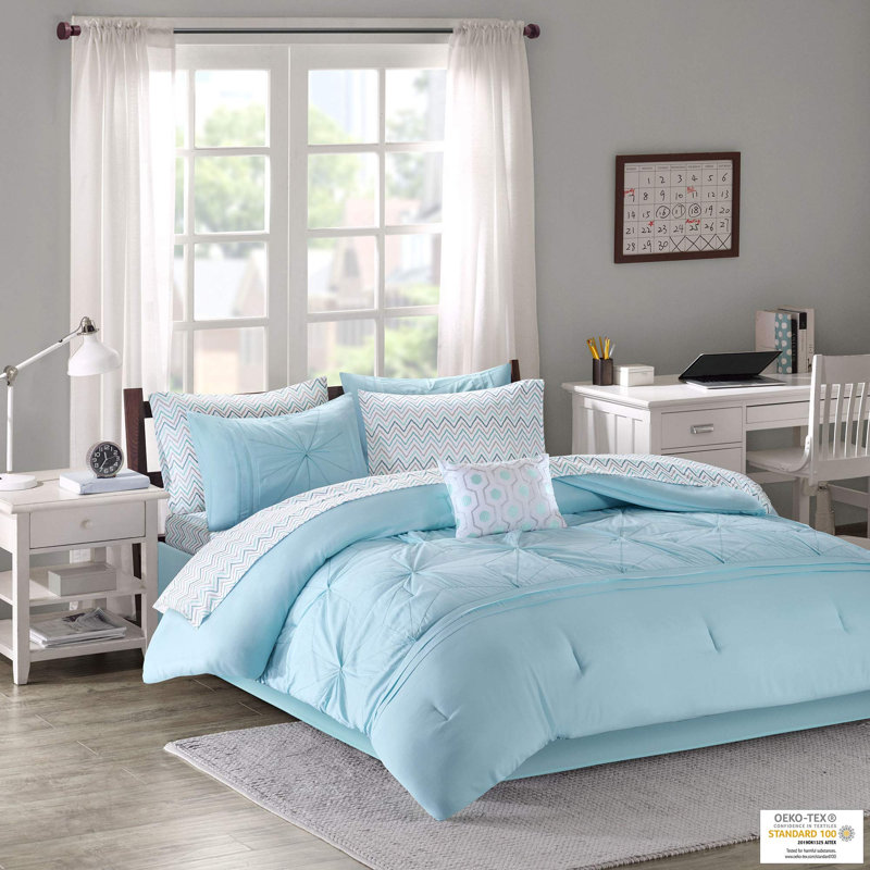Toren Embroidered Comforter Set with Bed Sheets