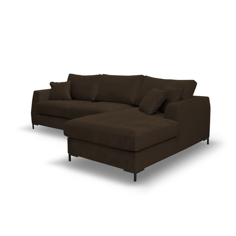 Inwood 4 Seater Corner Sofa , Dark brown 100 % polyester, Right Hand Facing