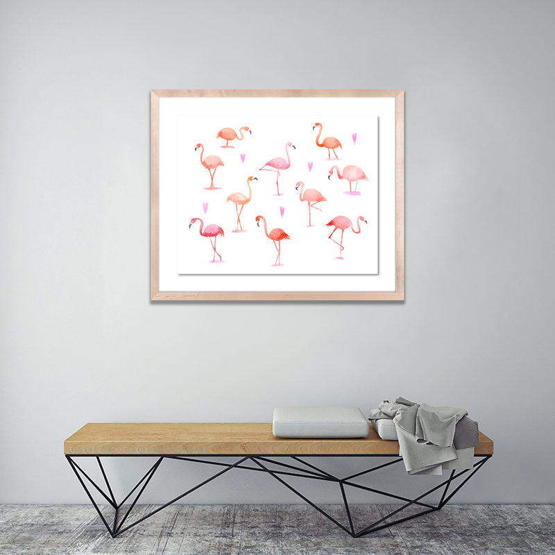 Flamingo Pink Painting by Jess Engle, Natural, 49" H x 60" W x 2.5" D
