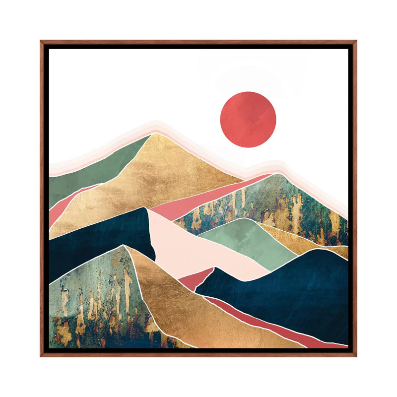 Printemps crépuscule - impression d'art graphique, Aucun mat, H 18 po x l 18 po x 1,5 po, Toile classique avec cadre brun