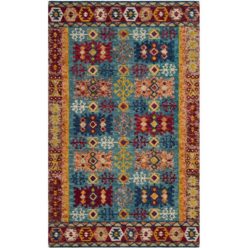 Vahakn Hand Tufted Wool Southwestern Rug, Rectangle 4' x 6'