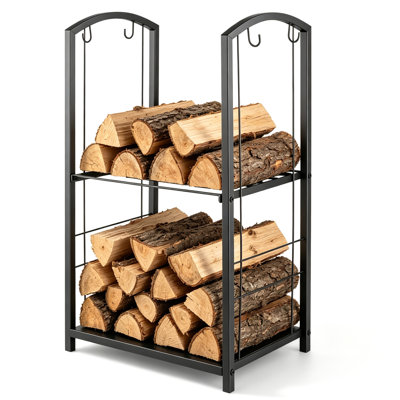 2 Layer Firewood Rack with Goloves