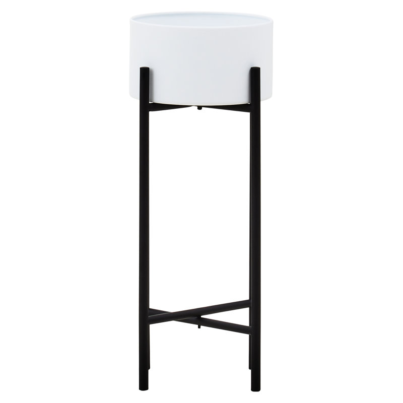 Maleiyah Metal Cachepot, White/Black, 51 x 23 x 23