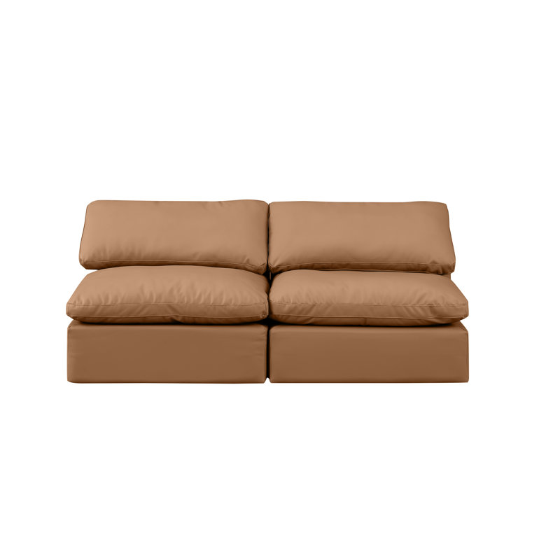 Causeuse en cuir végétalien 70 po Itala, Cuir cognac végétalien
