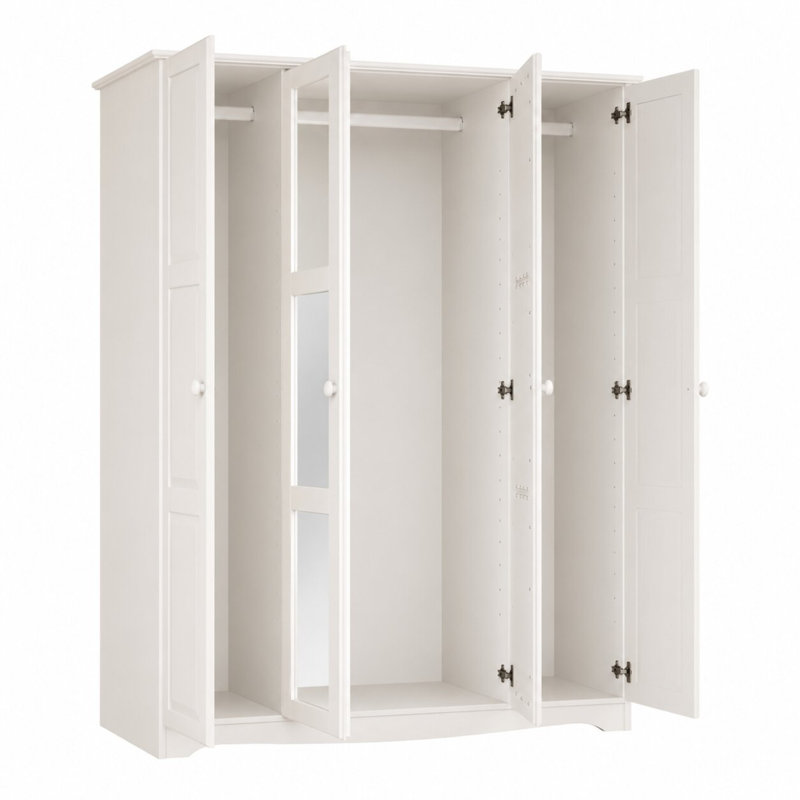 Armoire-penderie 100% bois massif Arieyana, Blanc