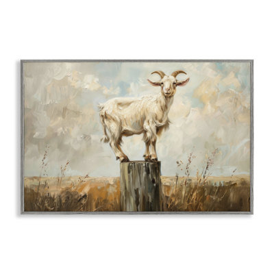 On The Fence Goat Framed Giclee Art by Petals Prints Design