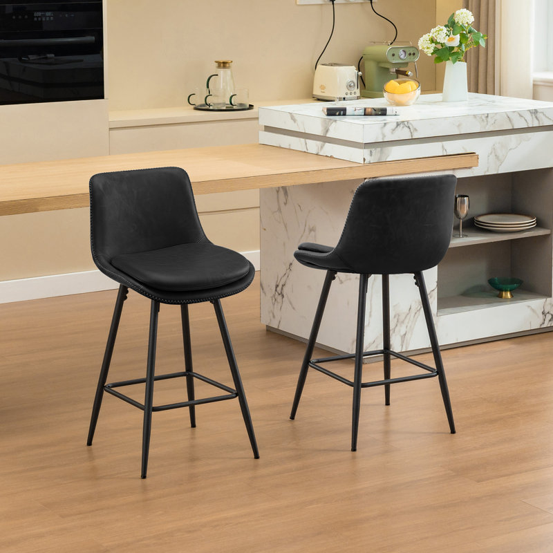 Tabouret de comptoir Janayshia, Noir, Ensemble de 2, Tabouret de comptoir (siège d'une hauteur de 26 p