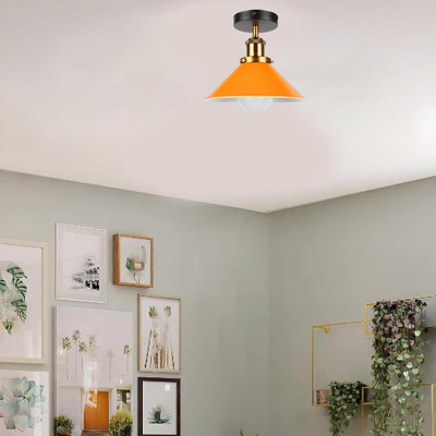Plafonnier semi-encastré avec abat-jour conique en métal, plafonnier industriel de base E26 pour couloir, entrée, chambre à coucher, salon, éclairage de maison de campagne moderne