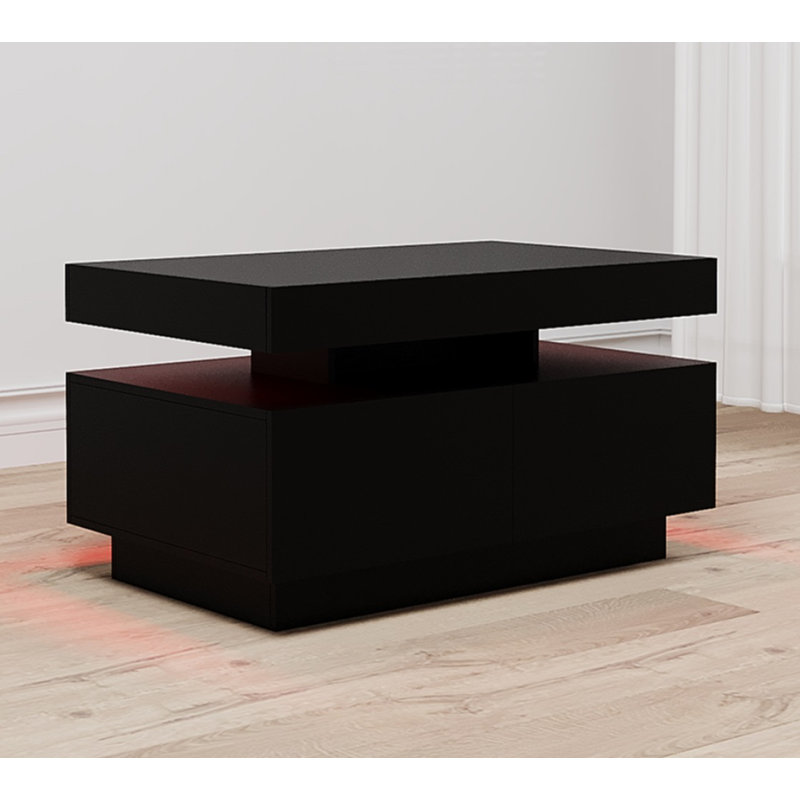 Frame Coffee Table with Storage, Black