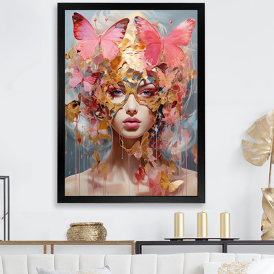 Portrait de femme or et rose Fashion Brand - Art mural glam